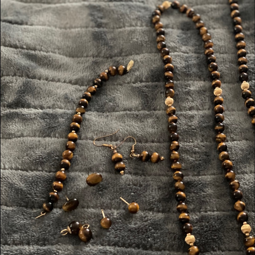 COPY - Multi colored Tiger Eye Necklace bracelet earring